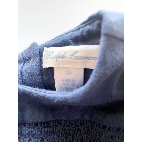 Baby Girls Ralph Lauren Navy Blue and White Nautical Short Sleeve Top 9 mo. - Picture 2 of 5